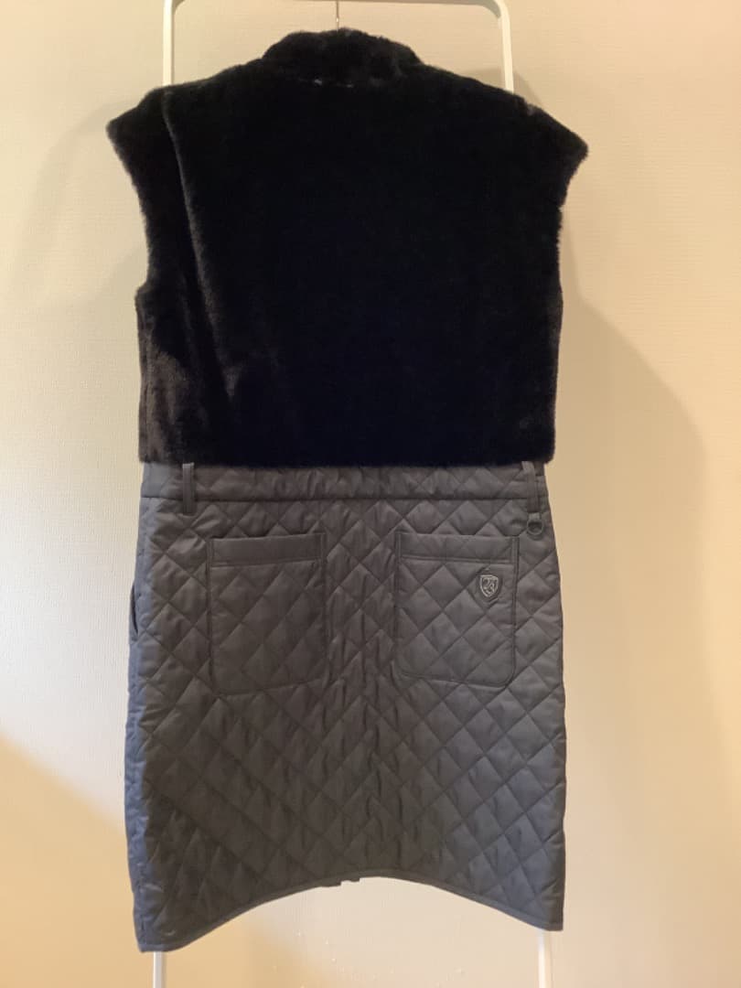 値下げ【美品】23区ゴルフ　今期ファー＆キルトコンビワンピースM/L ブラック