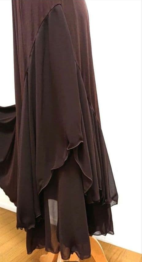 SALE☆チャコット　社交ダンス スカート 茶 シフォン 定価40700円