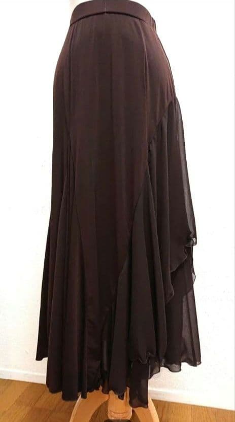SALE☆チャコット　社交ダンス スカート 茶 シフォン 定価40700円