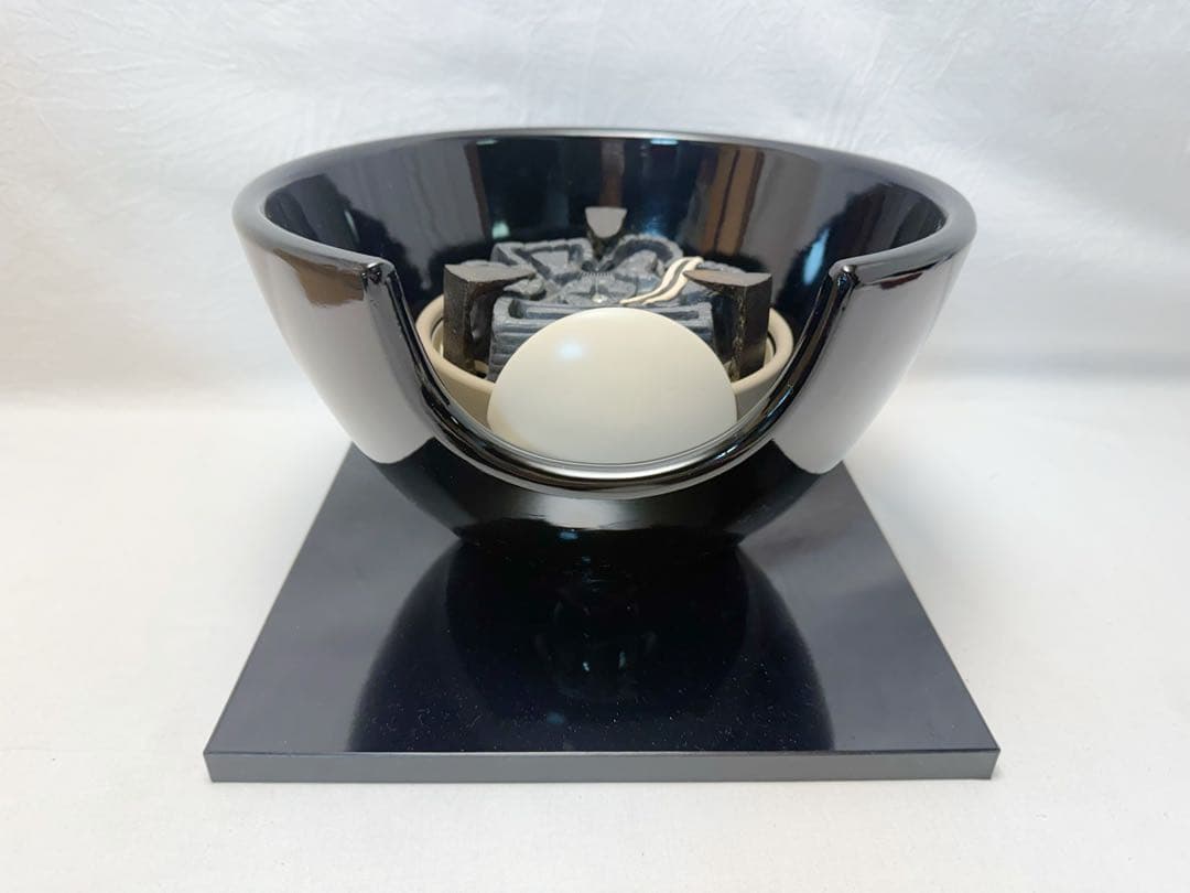 未使用 茶道具 黒真塗 紅鉢型 野々田商店製電熱器 佐藤清光造 松地紋富士釜共箱