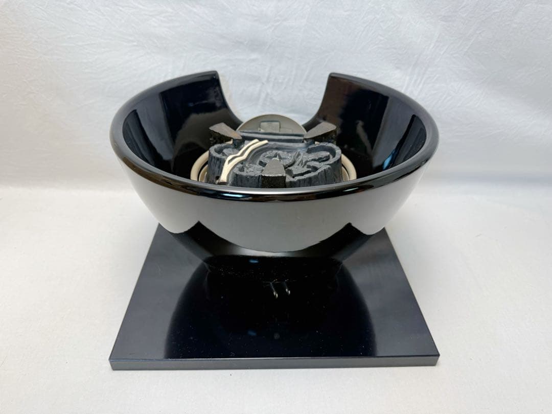 未使用 茶道具 黒真塗 紅鉢型 野々田商店製電熱器 佐藤清光造 松地紋富士釜共箱