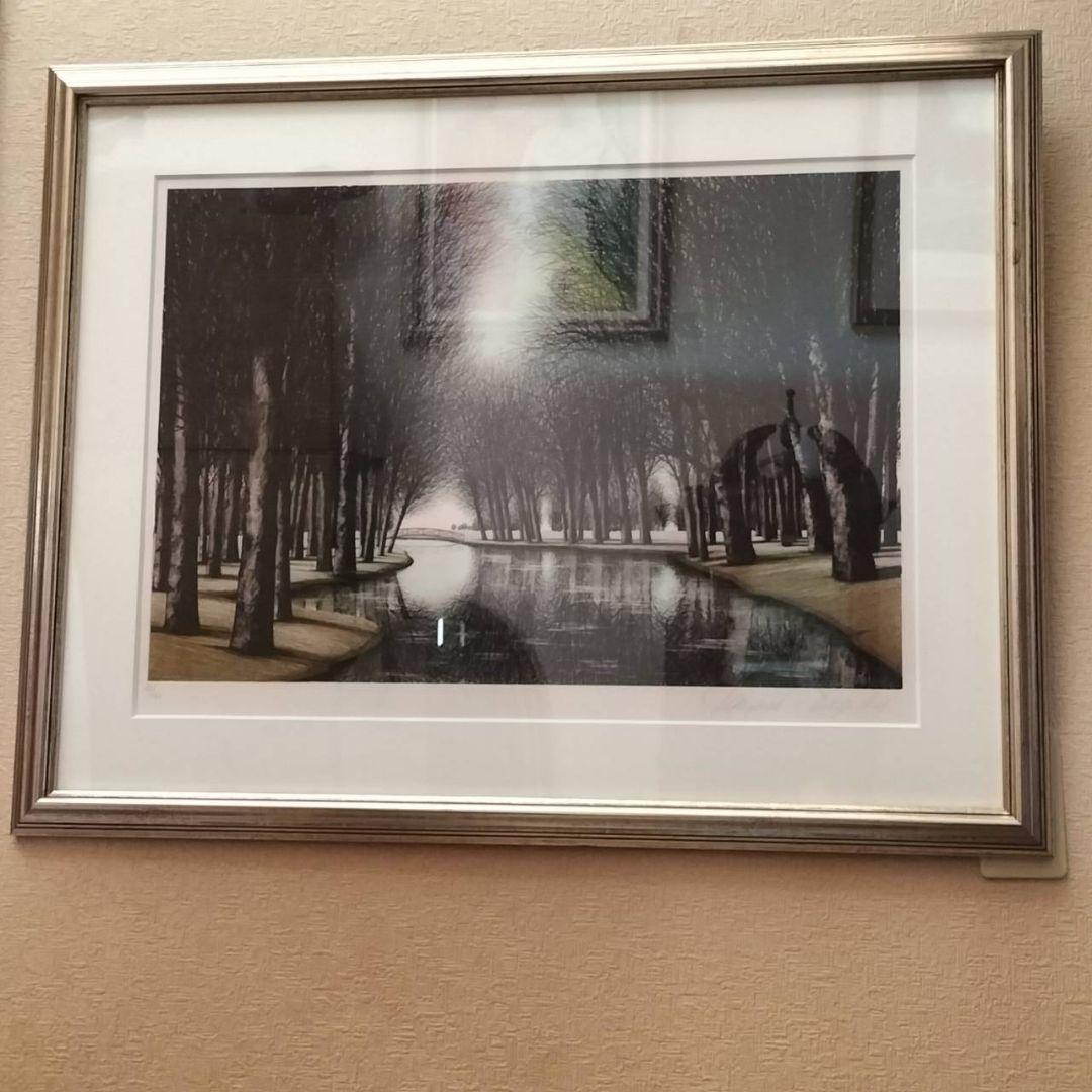 ジャック・デペルト　リトグラフ　橋の見える風景