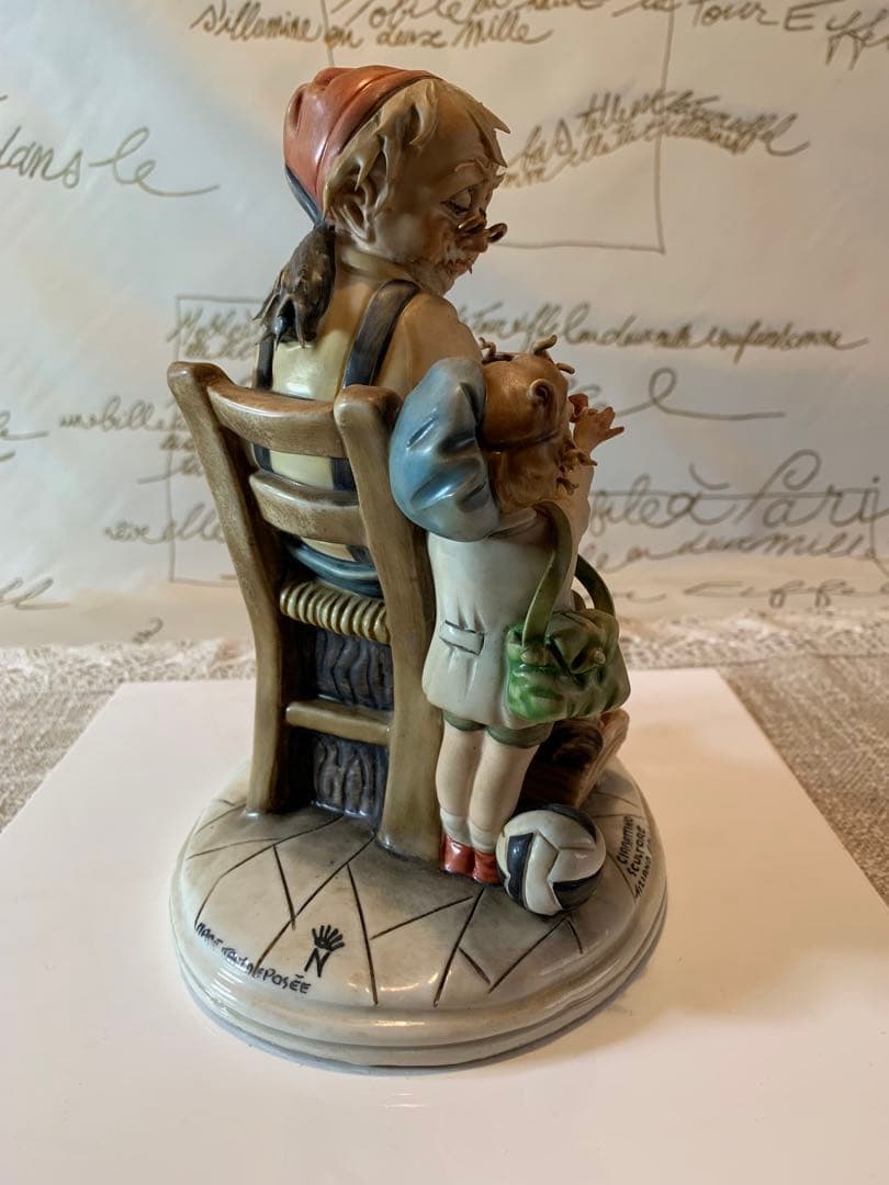 イタリア製　カポテモンテ　靴屋の叔父さんと少年の陶器人形！まつ毛まで陶器です！