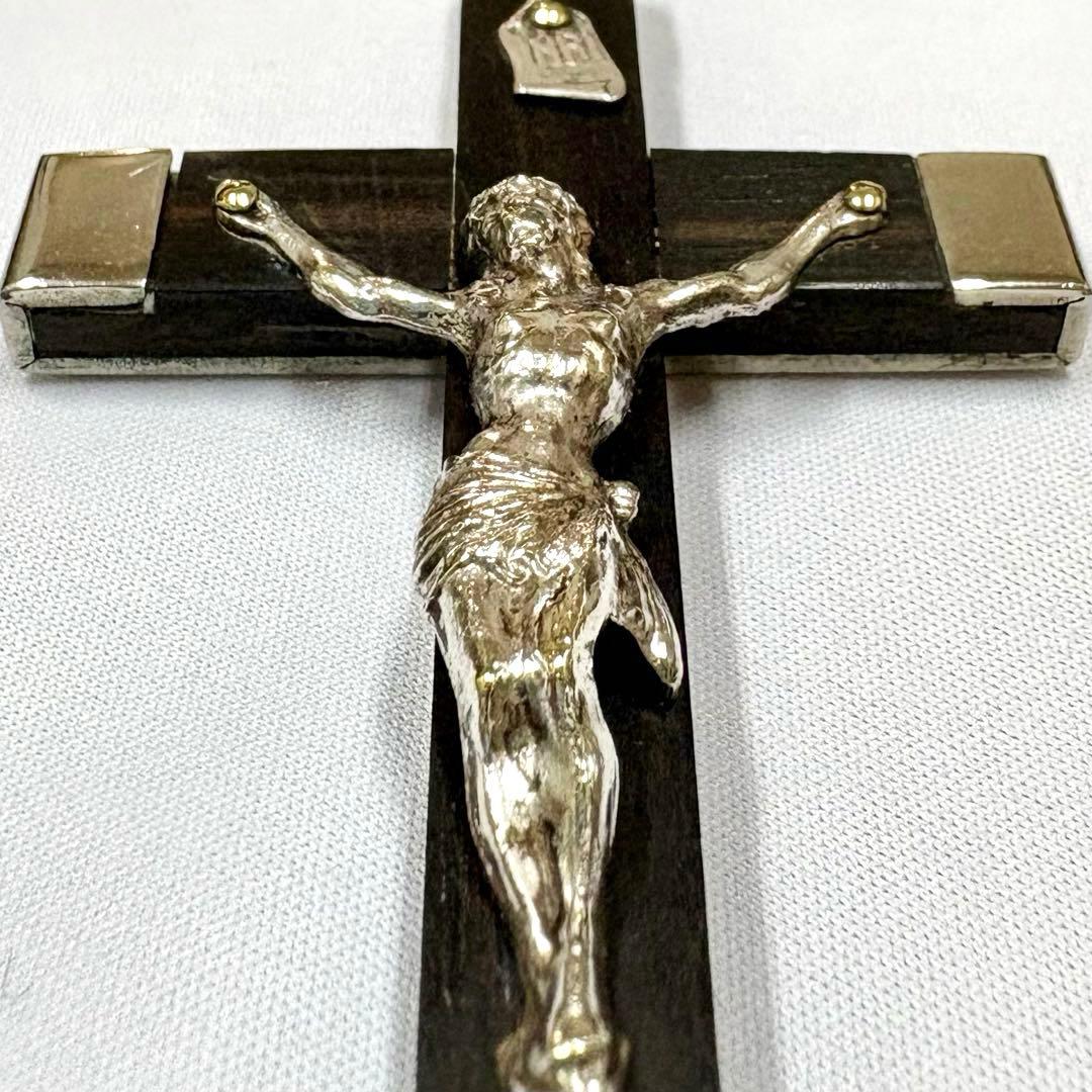 フランス アンティーク 聖イエス クロス 大型 十字架 78x42mm