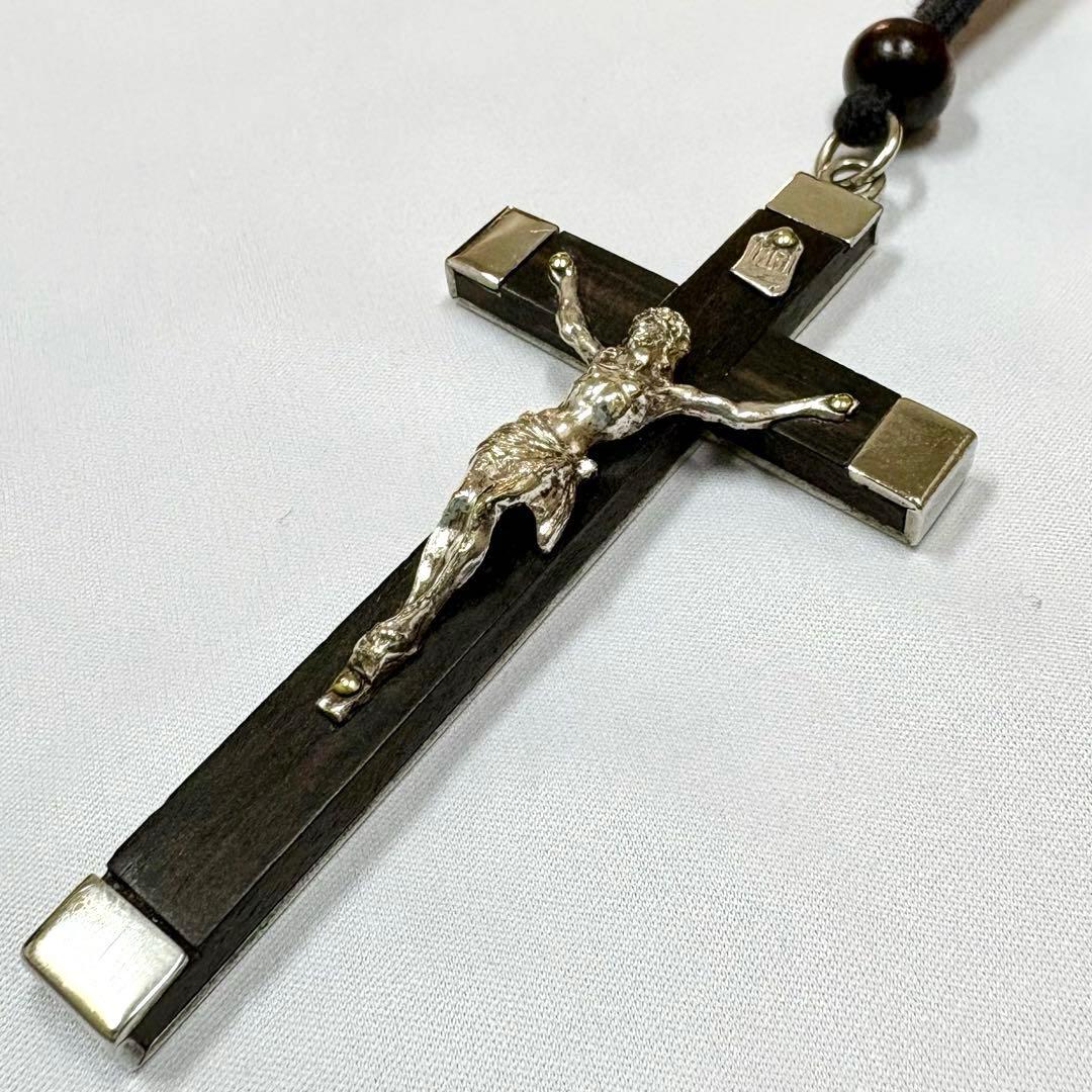 フランス アンティーク 聖イエス クロス 大型 十字架 78x42mm