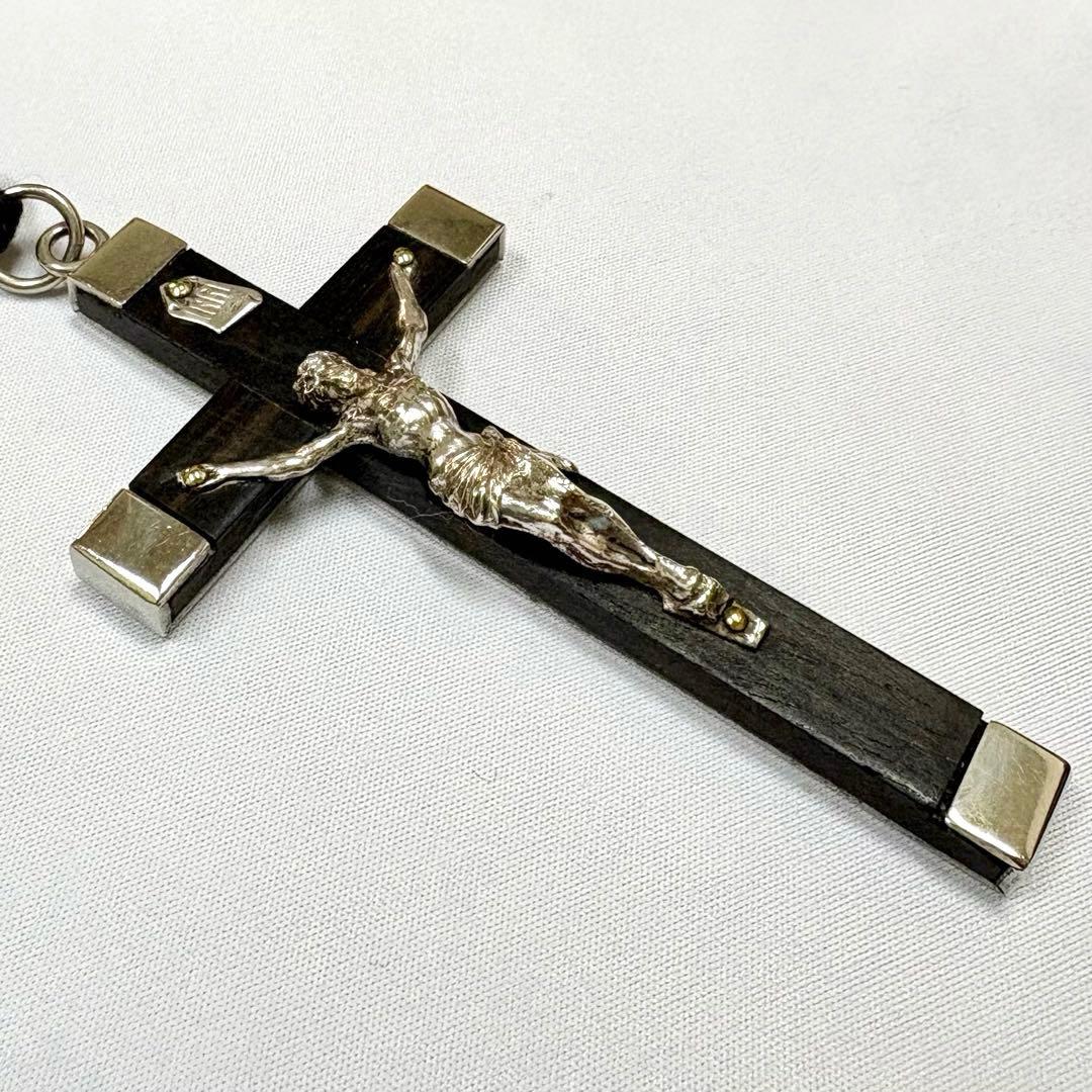 フランス アンティーク 聖イエス クロス 大型 十字架 78x42mm