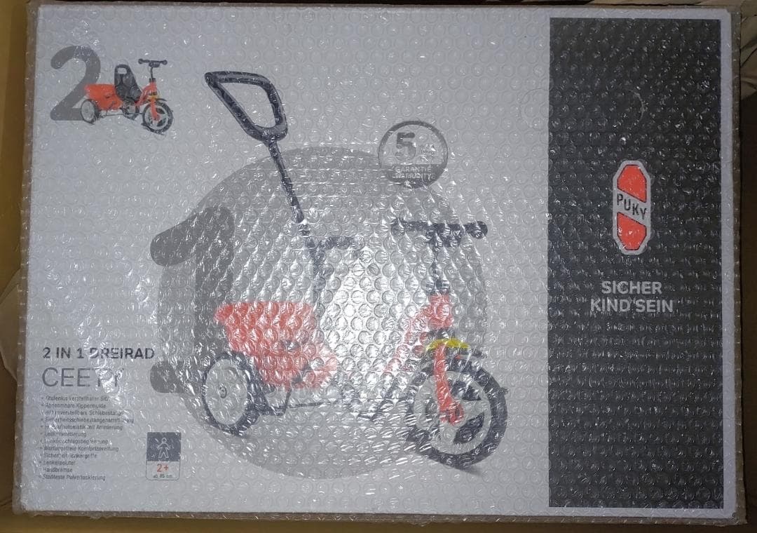 PUKY 三輪車 手押し棒付き レッド