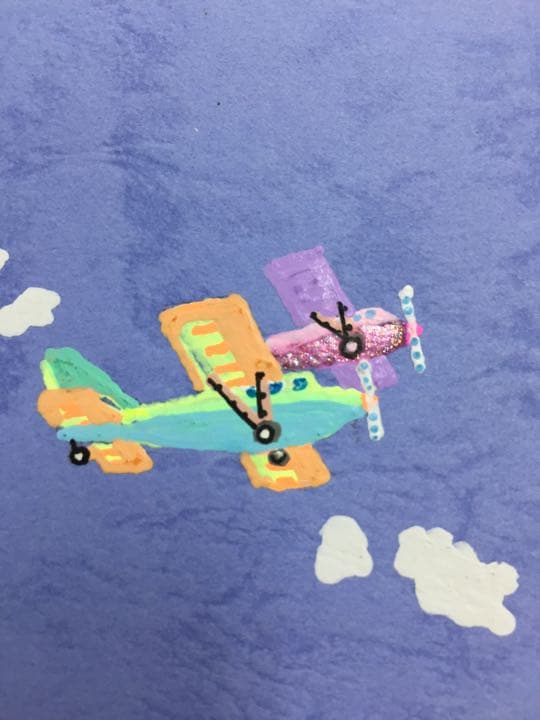 ★航夢 KOU MU ペン画 額付「飛行機」