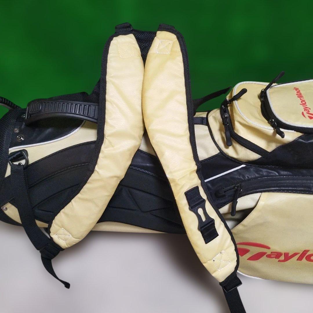※美品TaylorMadeスタンド式キャディバッグ ベージュ/黒フード無 int