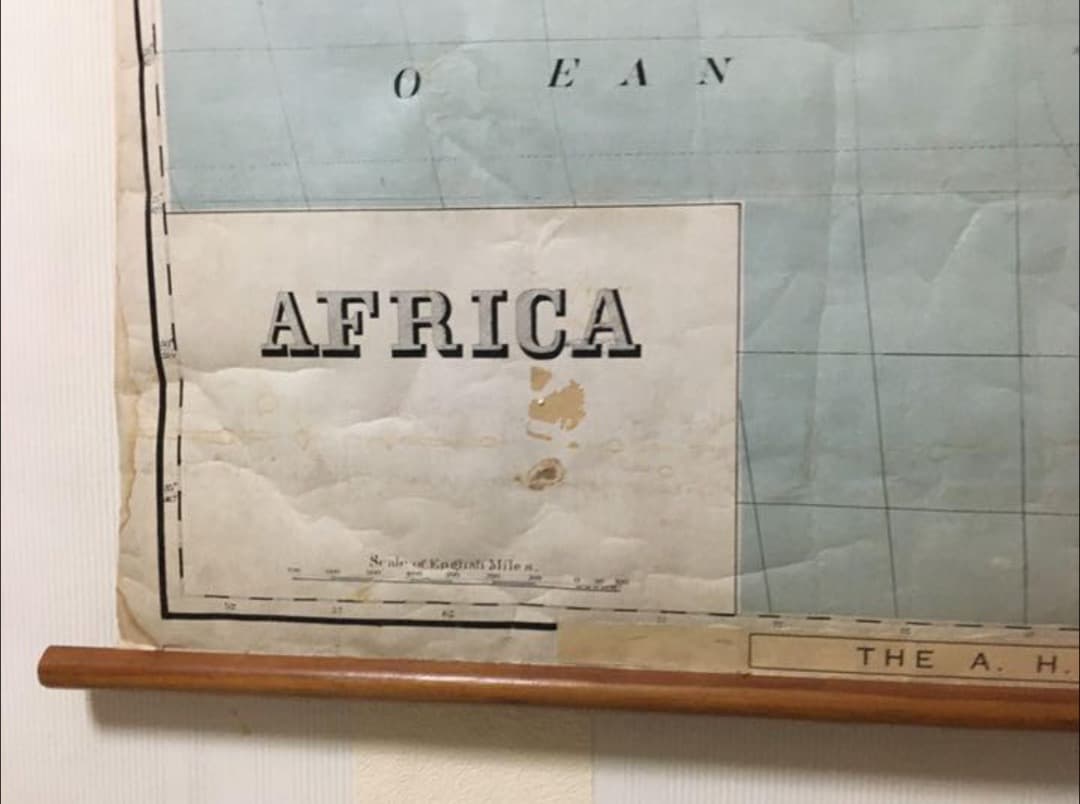 アンティーク大型 地図 マップ 　アメリカ歴史教材地図 近代史アフリカ領地マップ