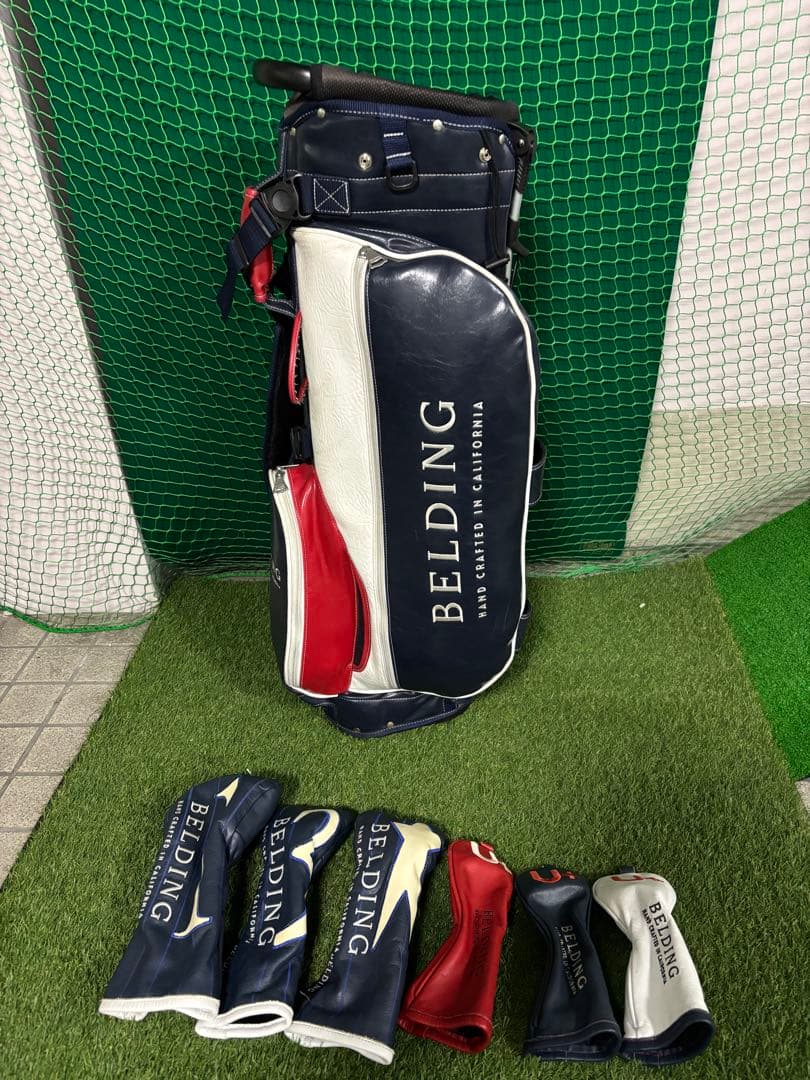 希少ベルディング BELDING マリーン キャディバッグ 、ヘッドカバーセット