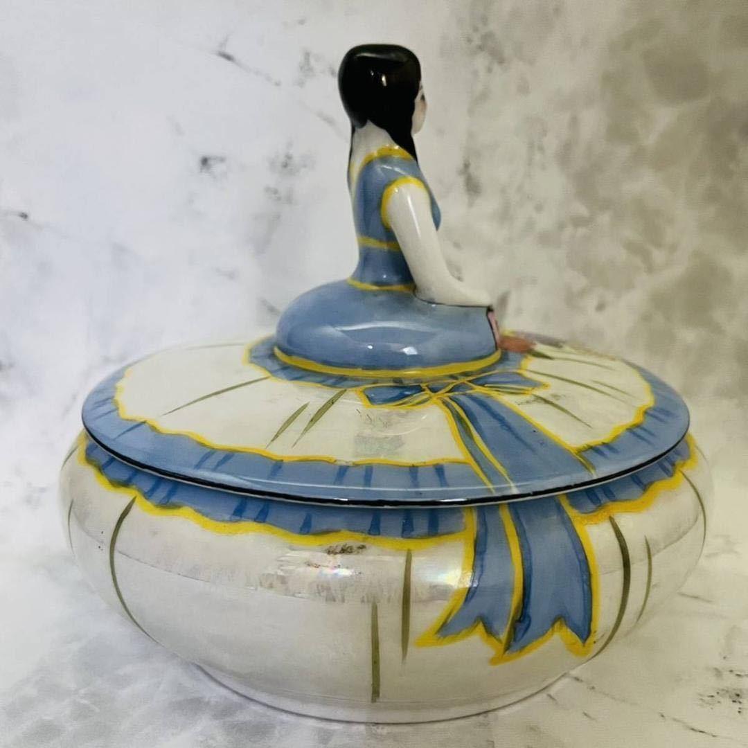 【オールドノリタケ/デコレディ/パウダーボックス】アールデコ/ラスター彩/ドール