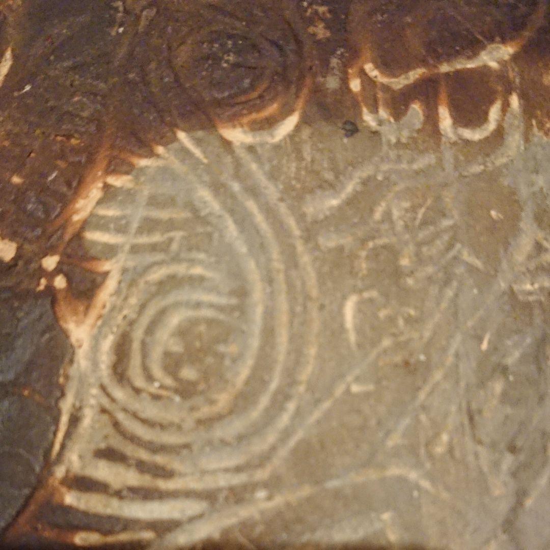 中国アンティーク 石塀 彫刻 福の神(?) 、蓮