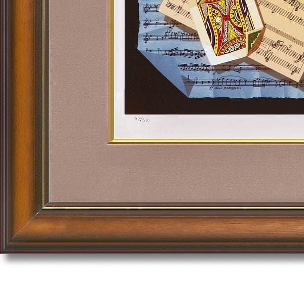 ★人気画家 陶山充 写実画 トランプと楽譜と薔薇 本物保証書付