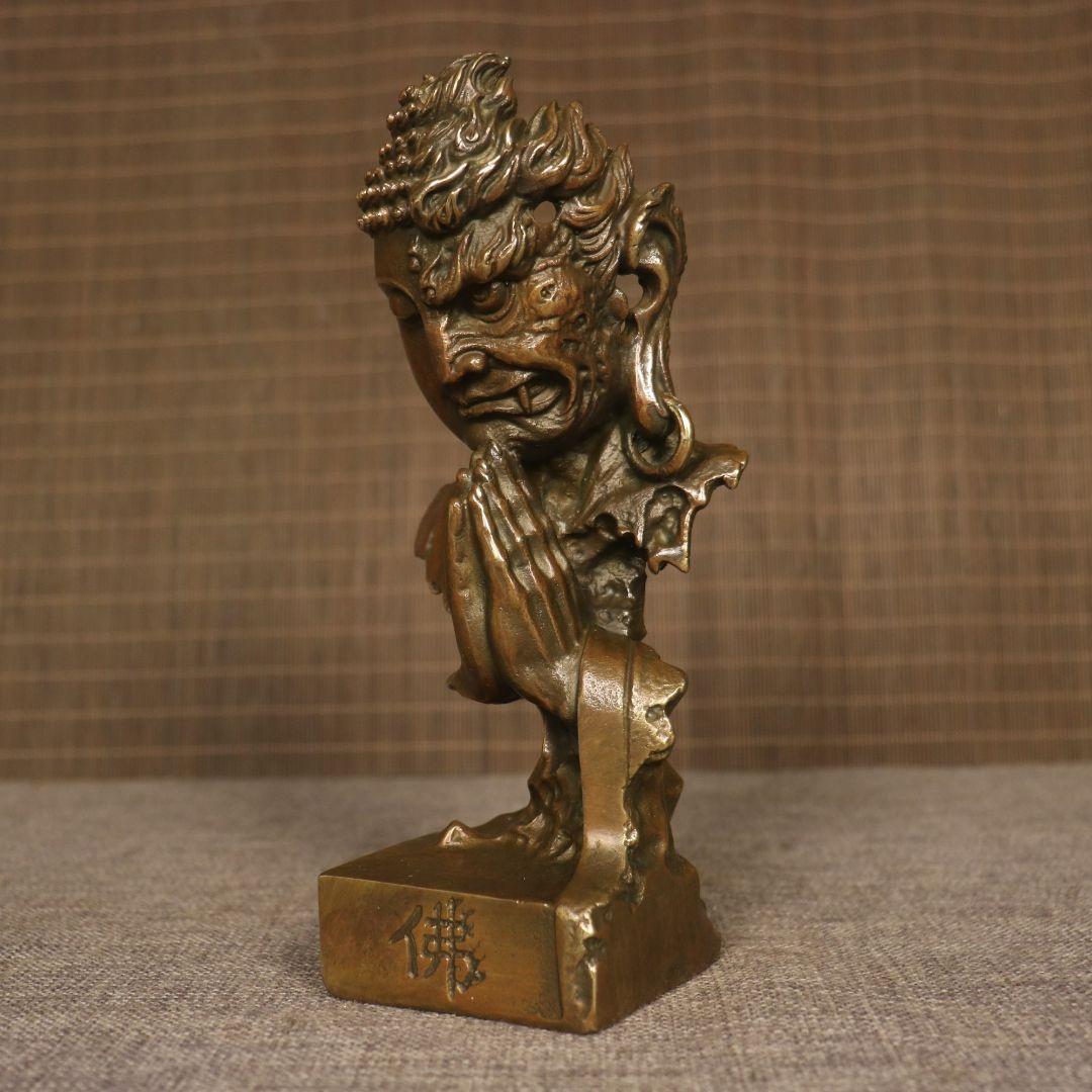 銅 細工 釈迦如来仏仏像 事務デスクトップ机 茶室 茶寵 置物 装飾品 工芸品