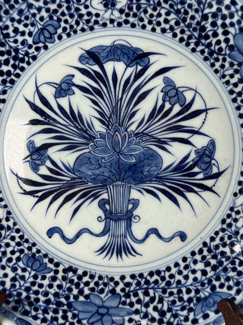中国清時代　青花皿　直径 28.6㎝/西X-2