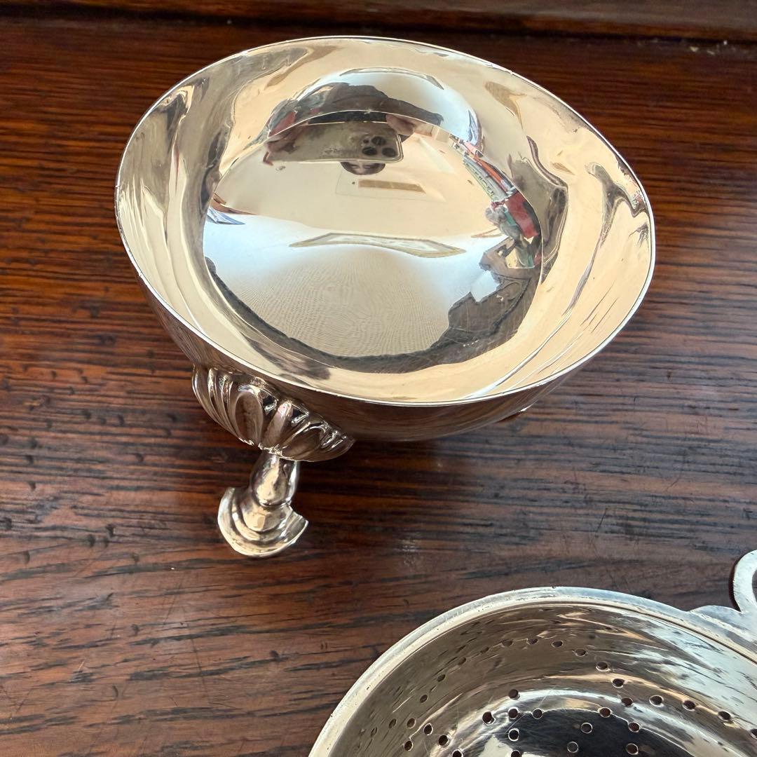 イギリス製純銀ティーストレーナー　ホールマークあり　約172g