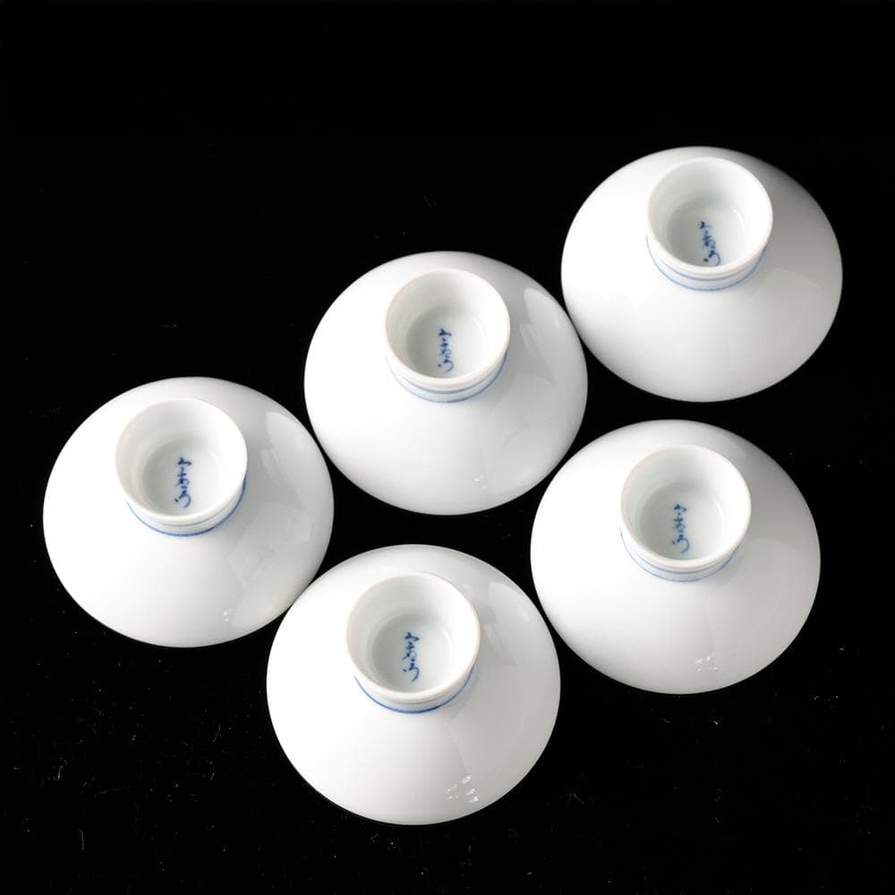 人間国宝 十三代今泉今右衛門 錦花画酒器 徳利 盃五客 共箱 黄布 栞 色鍋島