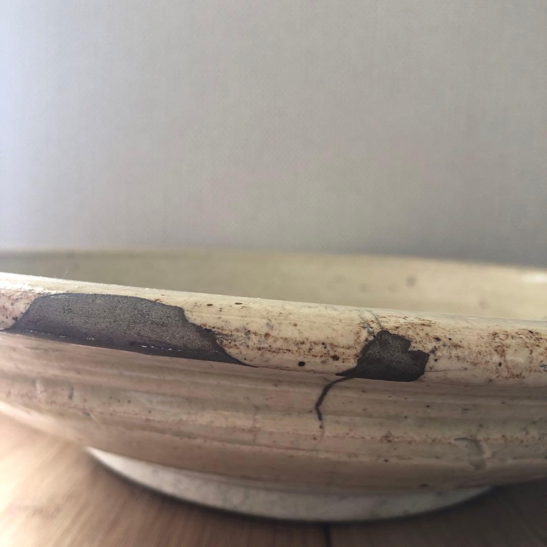 古瀬戸 黄瀬戸 石皿 大皿 丸皿 民藝 金継ぎ 骨董 アンティーク