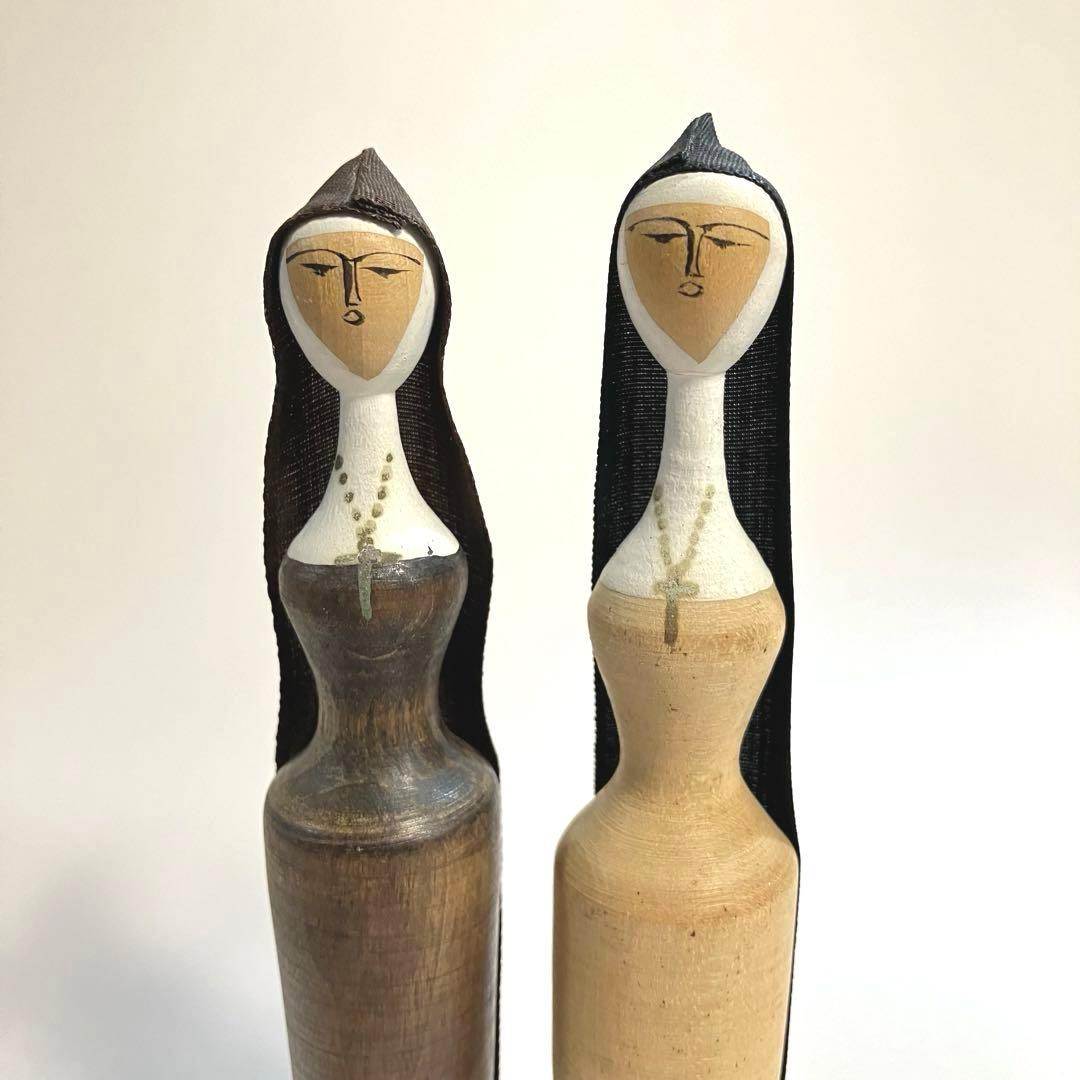 北海道　函館　根本勲　トラピストこけし　修道女　土龍　木彫　人形　民芸　郷土玩具