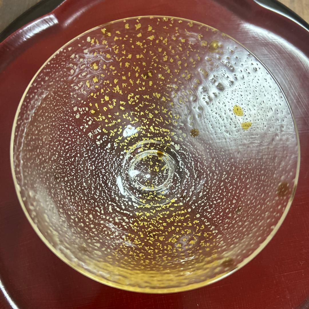 作家　ガラス作家　堀口幸子　金箔琥珀散 玻璃茶碗　茶道　抹茶椀
