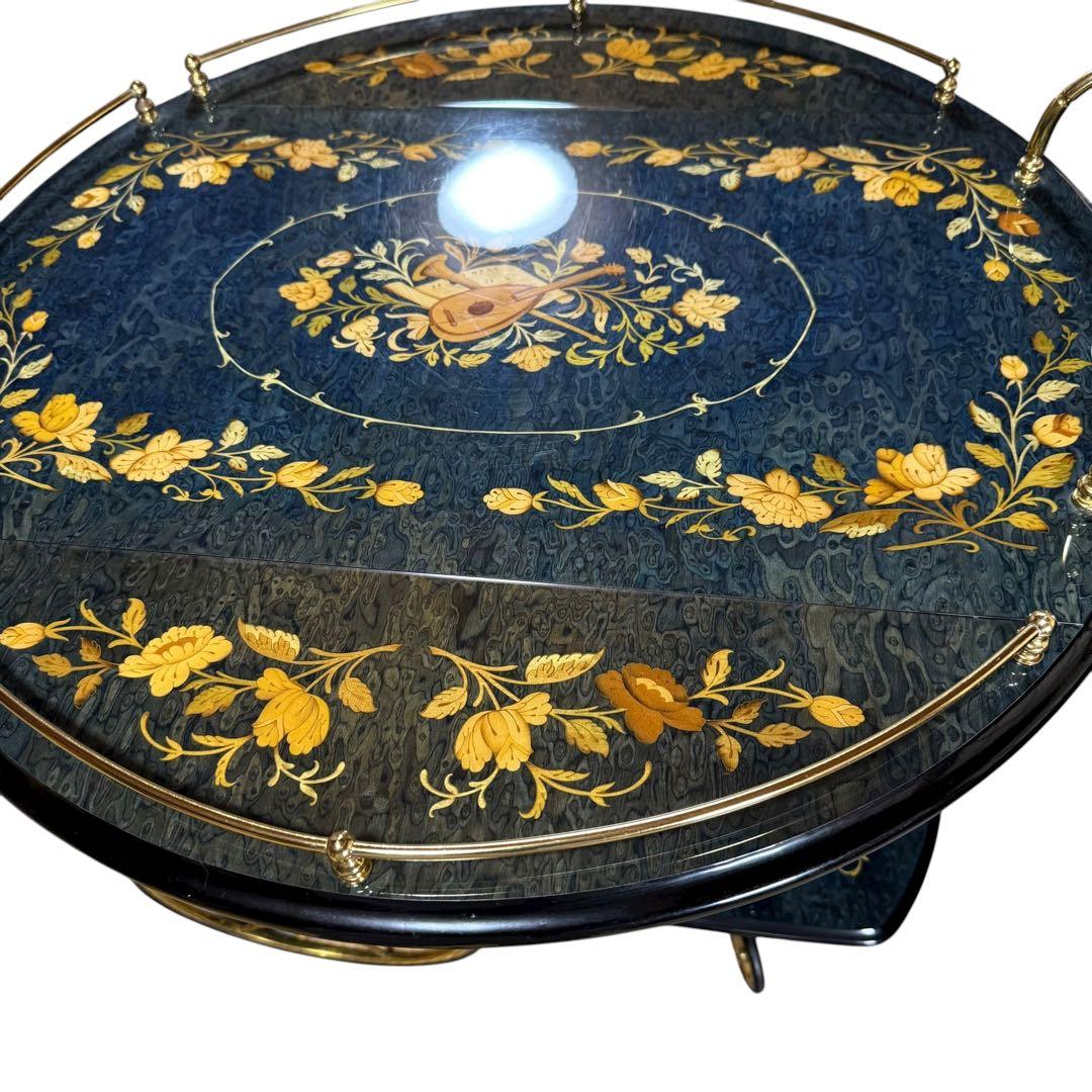 イタリア製 アンティーク 配膳ワゴン キッチンワゴン バタフライ式 ワインラック