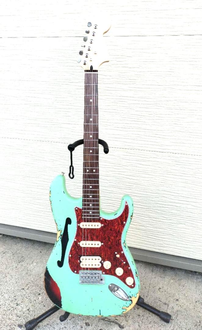 ストラトシンライン②　ハードレリックサーフグリーン　SSH　ステンレスフレット