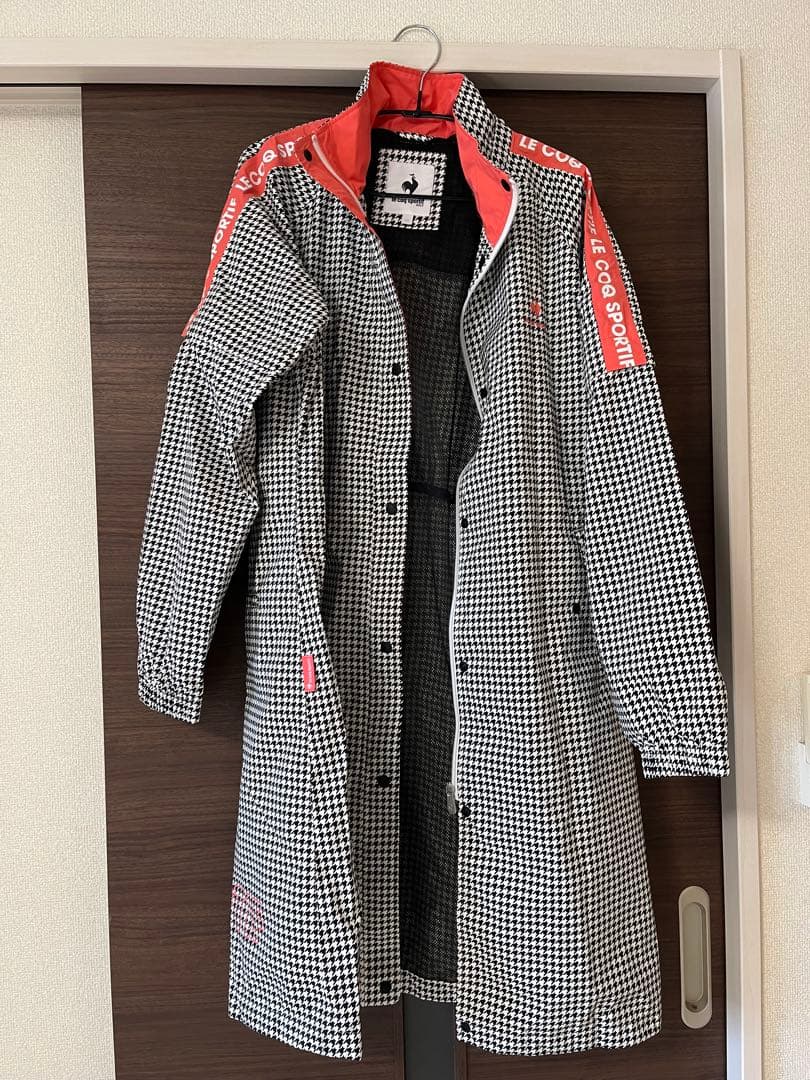 ルコック　チェック柄フード付きレインコート