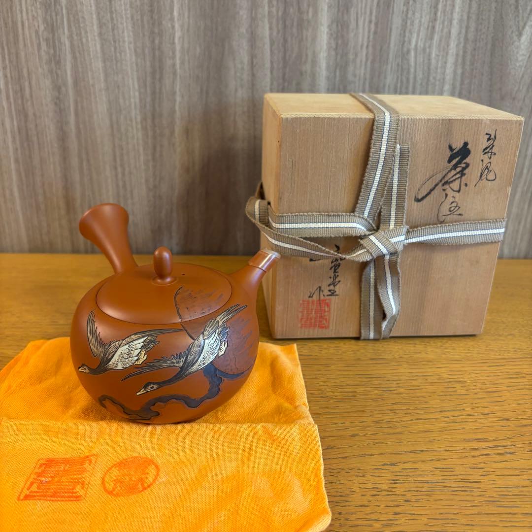 吉川雪堂造、常滑焼　朱泥　急須　茶道具　茶器