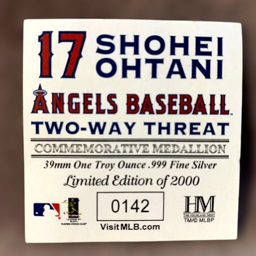 本日限定価格　大谷翔平　純銀　二刀流　シリアル№は保証書と側面に表記