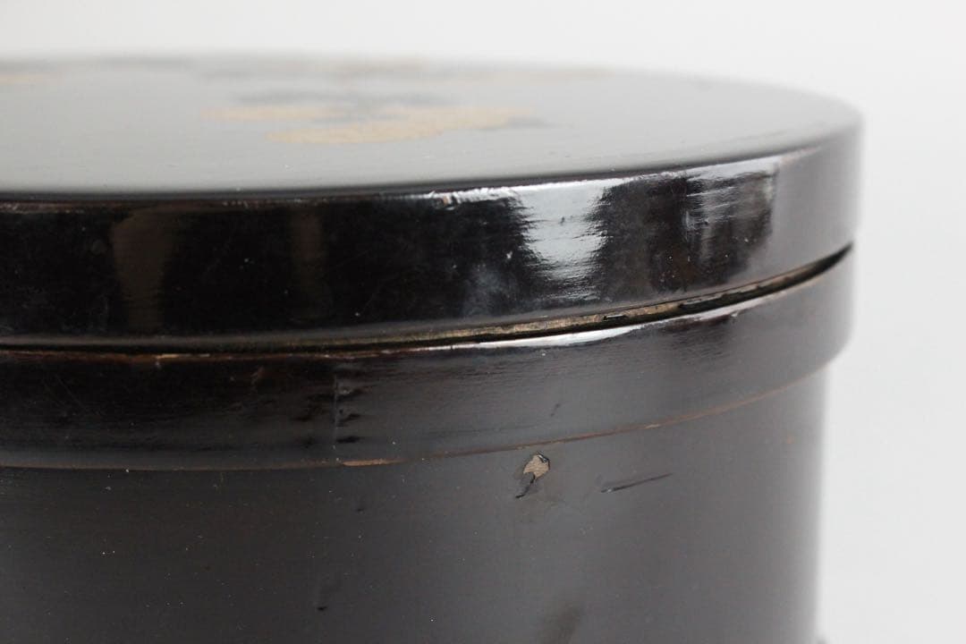 No5543 黒漆菊花金銀蒔絵　お櫃　杓子　椀　5点セット　送料無料