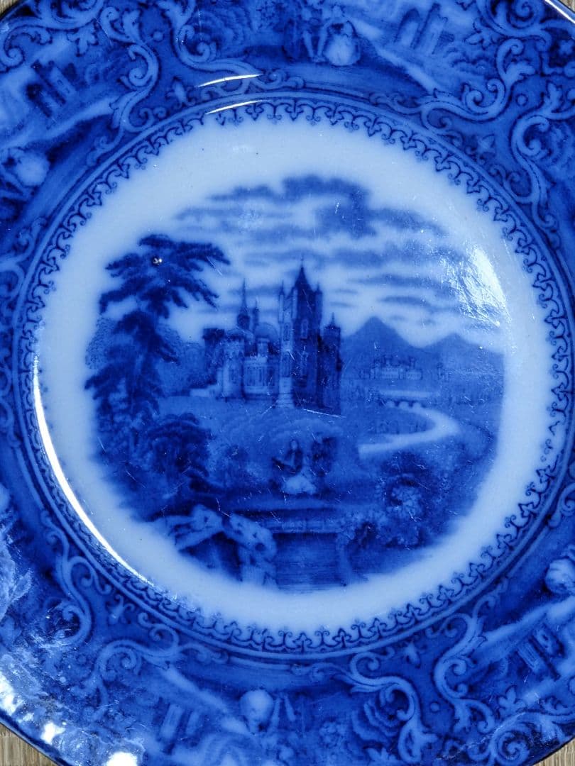 ♦英国製 スタッフォードシャー フローブルー裏印 1890年代〜1910年代頃