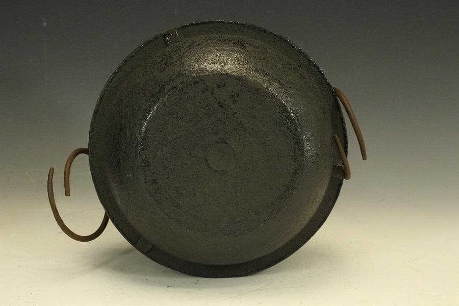 茶道具 鬼面風炉釜 平丸釜 環付 706