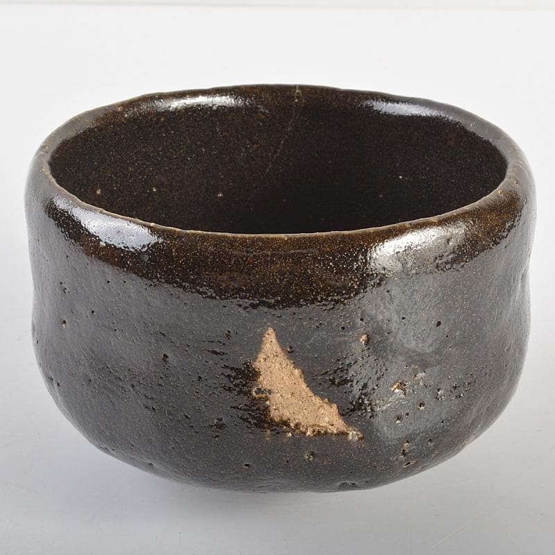 楽吉左衛門　九代了入作　黒楽茶碗　仕覆付　宗左（惺斎）極め箱　M　R7055