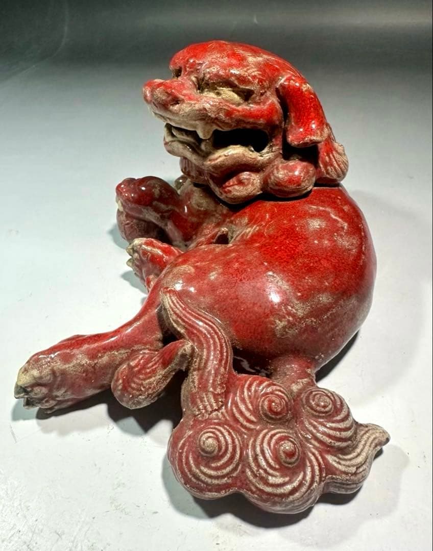 楽吉左衛門十二代 弘入造　赤獅子香炉 ／共箱／ 表千家十二代 惺斎　極め