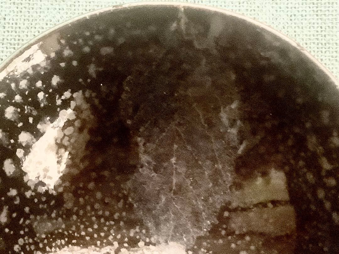 (美品)珍品　木村盛和作　木の葉油滴天目　ぐい呑み　栞、共布共箱入