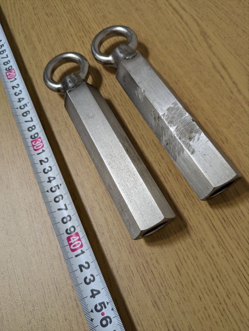 六角ハンドル 両手分２本　全長200ミリ　縦グリップ　縄跳び　ヌンチャク