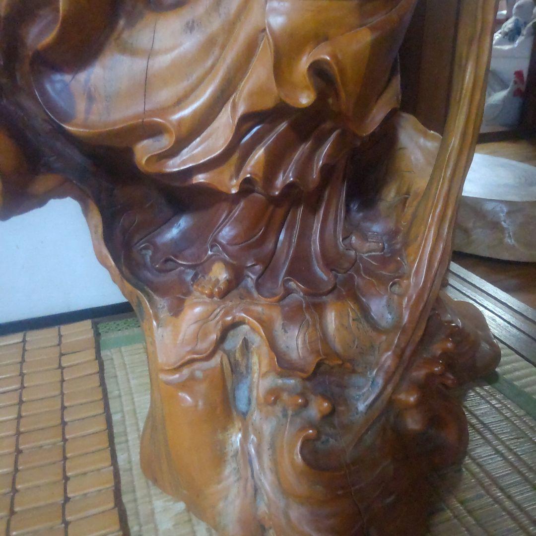 観音菩薩様 約1m 木製 仏像風彫刻 一本の木の根っこで作られてます