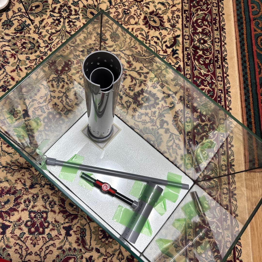 【引取限定】45㎝ オーバーフロー水槽 ガラス製 パイプ付き