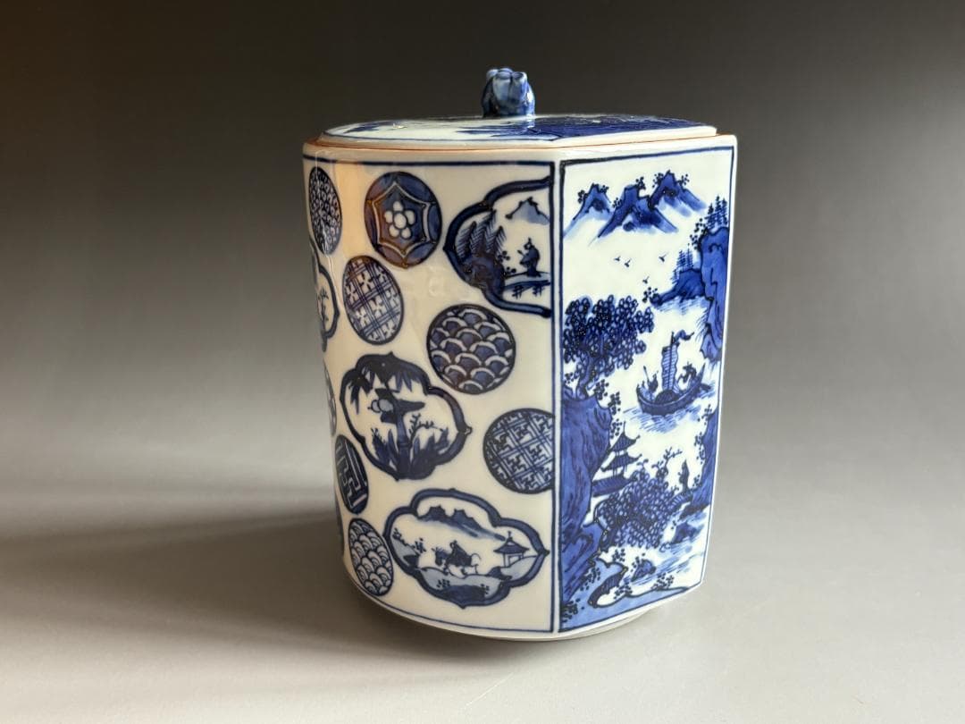 水指　林淡幽　祥瑞　扇面山水　水指　茶道具