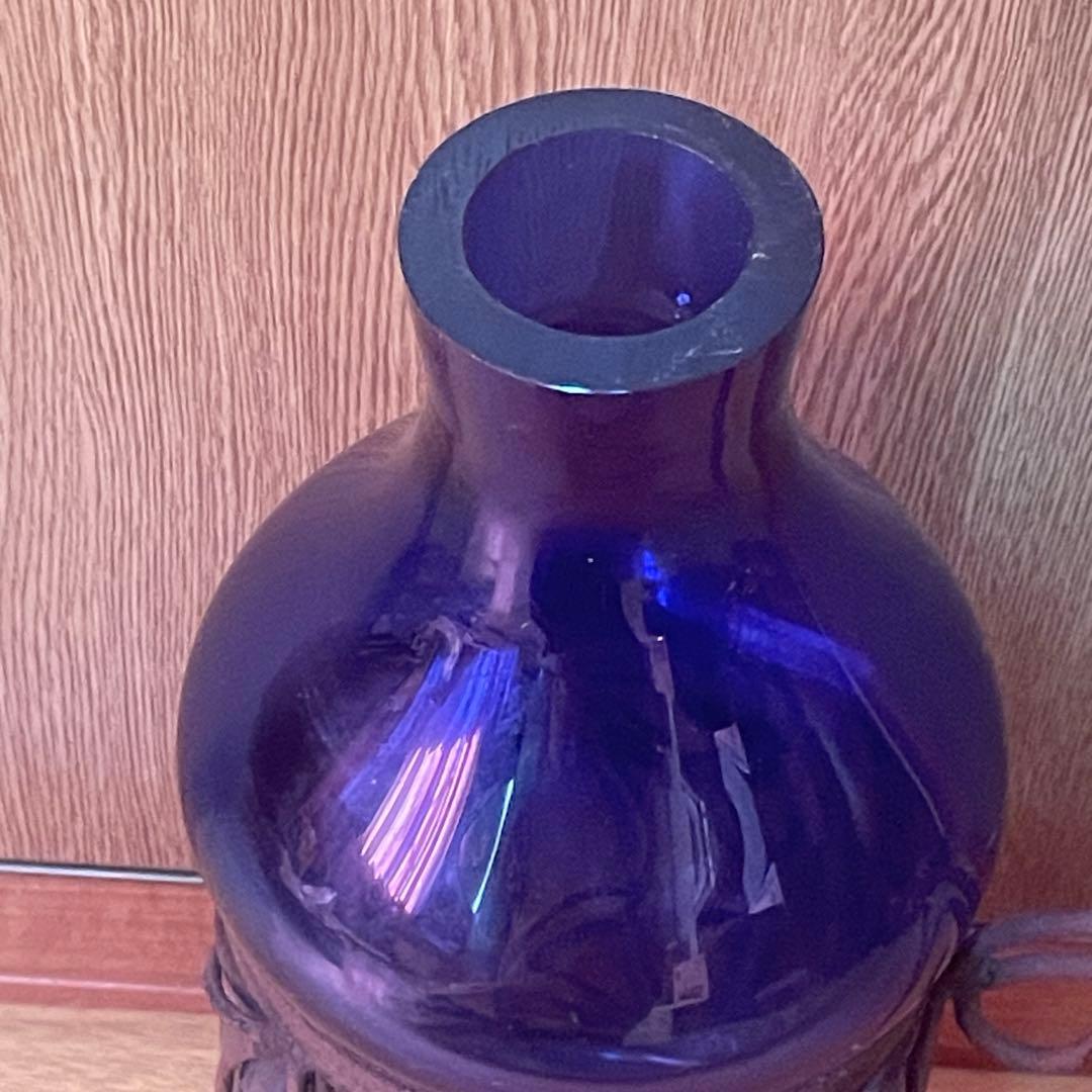 アンティーク　コバルトブルー　ガラス　サビ　花瓶　置物