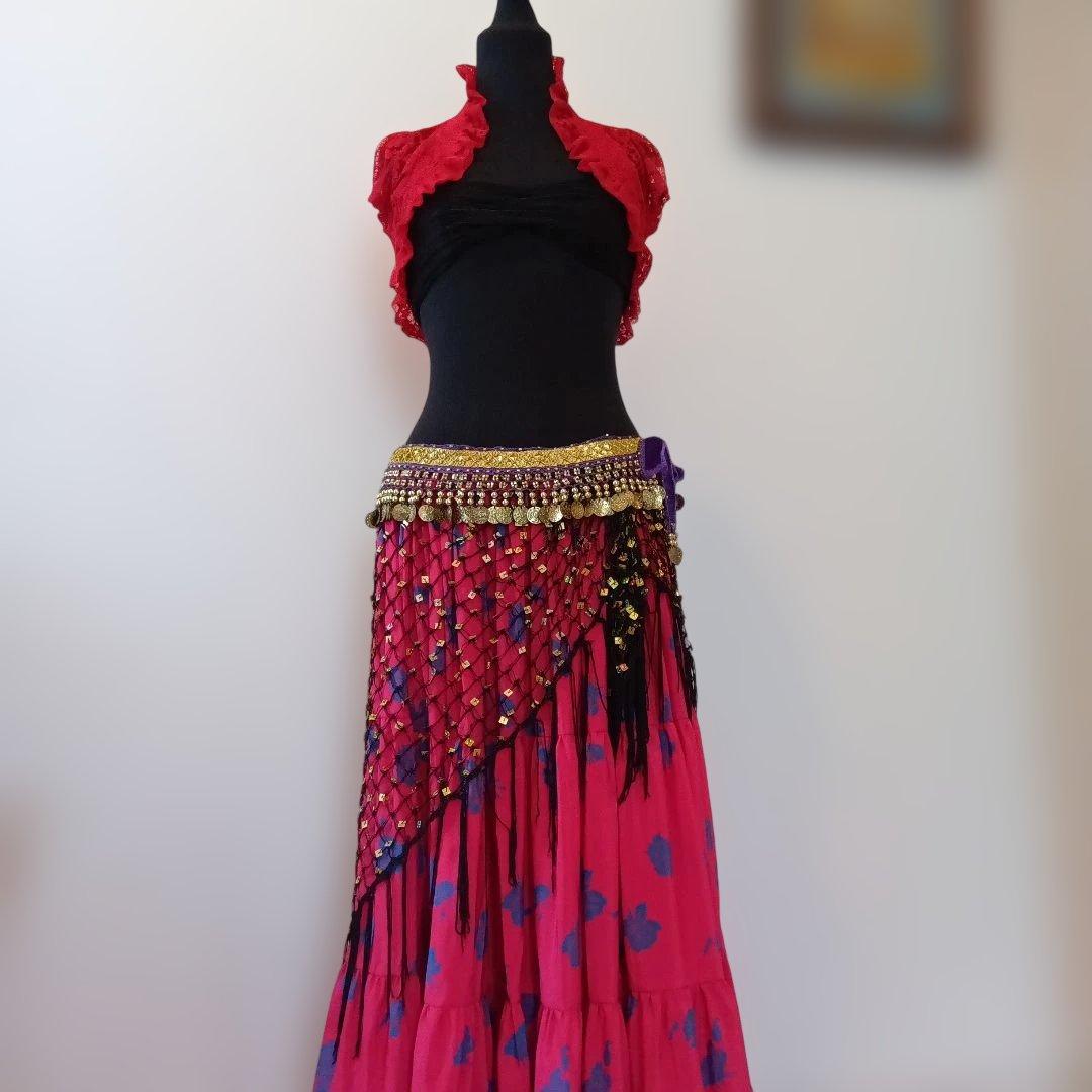 ジプシースカート　ヒップスカーフ　ボレロ　4点セットステ―ジ衣装　ロマ