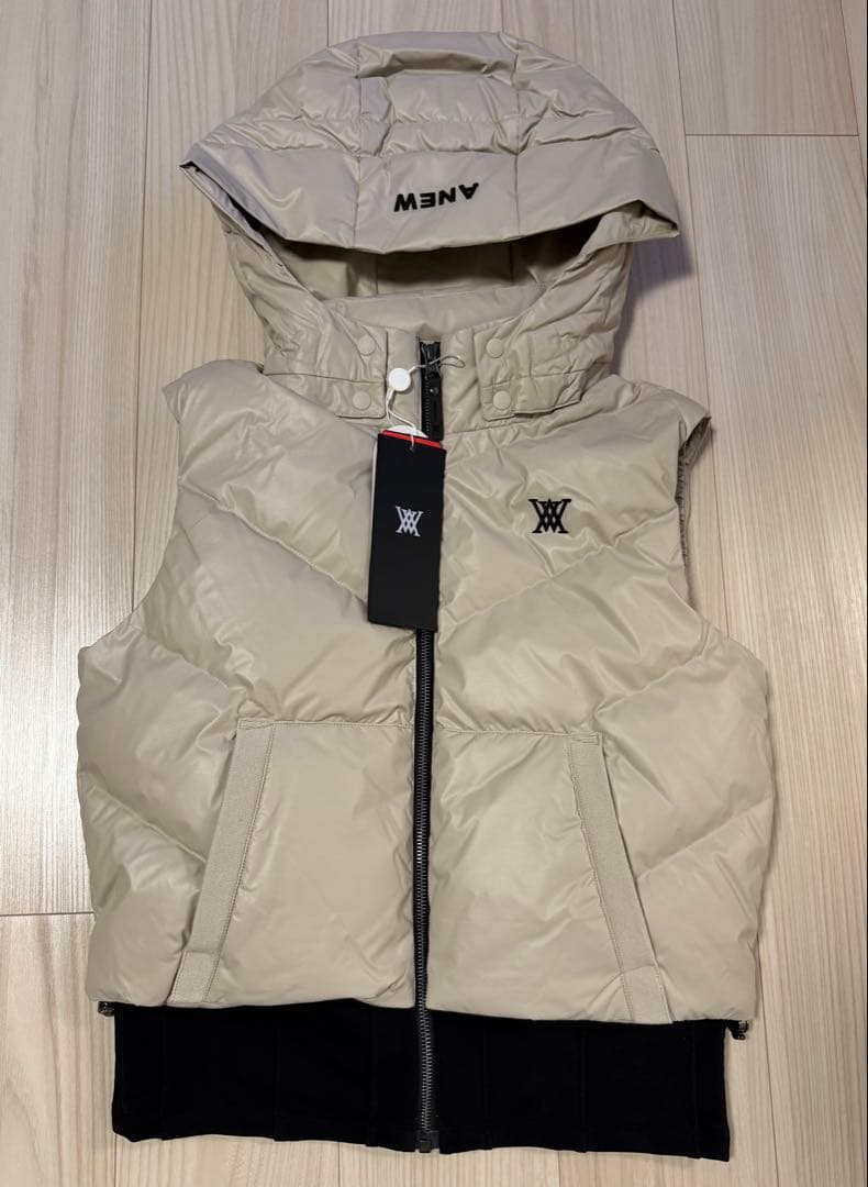 ANEW ゴルフ ベージュ フード付きダウンベスト 新品