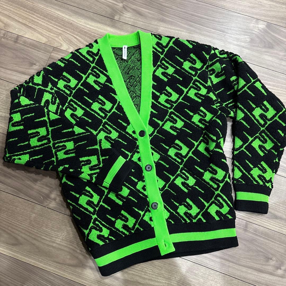 NBB WEEKENDロゴパターンニットセーター ブラック/グリーン