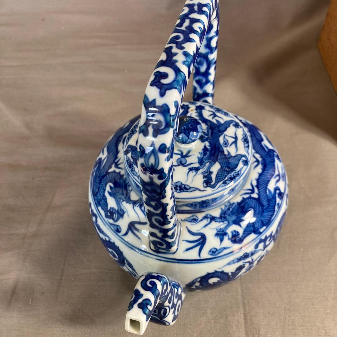 【源右衛門】古伊万里の伝統　日本の名窯　舘林源右衛門作　染付万暦龍絵　水注