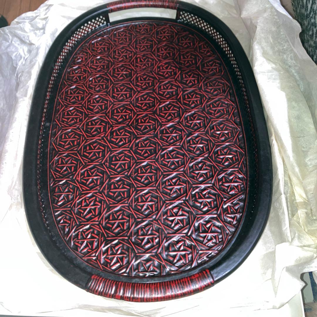 【新品未使用】久留米 九籃 籃胎漆器 おぼん トレー43×28.5×3.7㎝