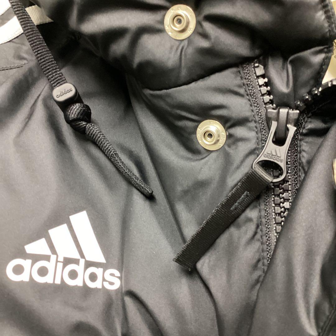 アディダス　ロングベンチコート　メンズ　Mサイズ　フード付き　スリーストライプス