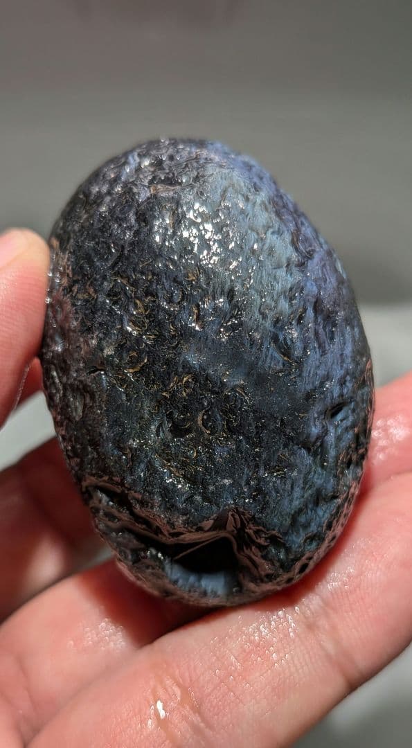 原石　十勝石玲瓏　ブルーベースレインボーオブシディアン　超特級品