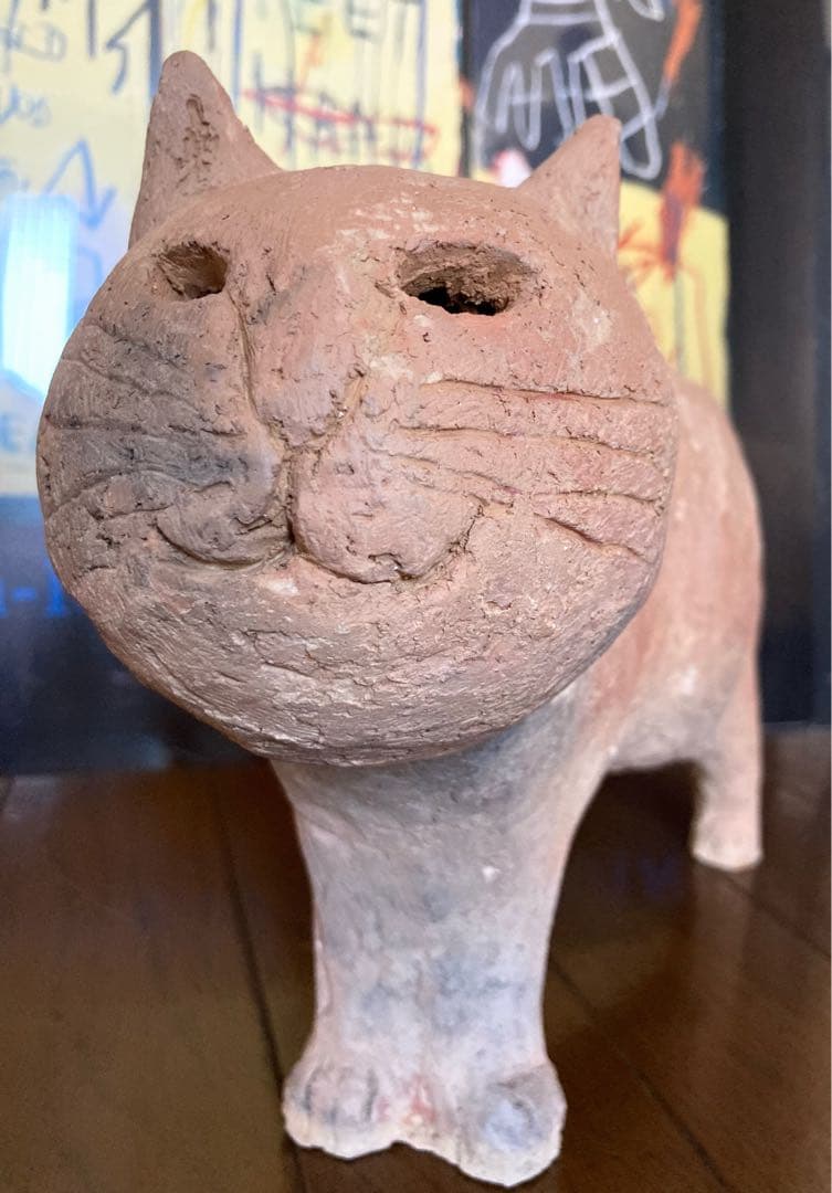 ◇猫のオブジェ 赤茶色 テラコッタ造り 一点物◇