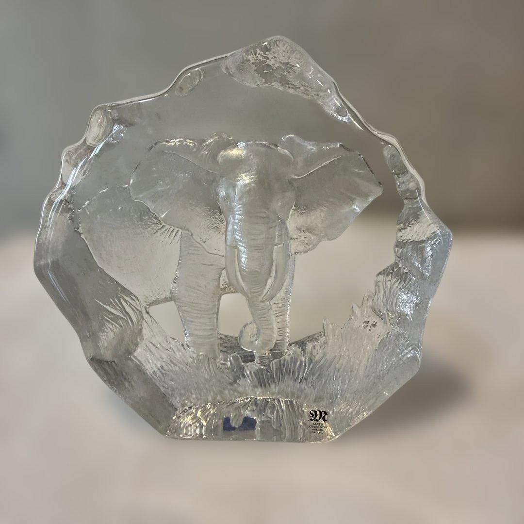 Mats Jonasson 象 クリスタルガラス 置物 北欧 スウェーデン製